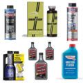 collage of engine flush products